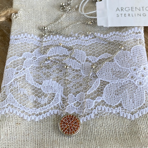 Argento Vivo Coral Pave Disc Pendant Necklace ☀️ - Picture 5 of 12